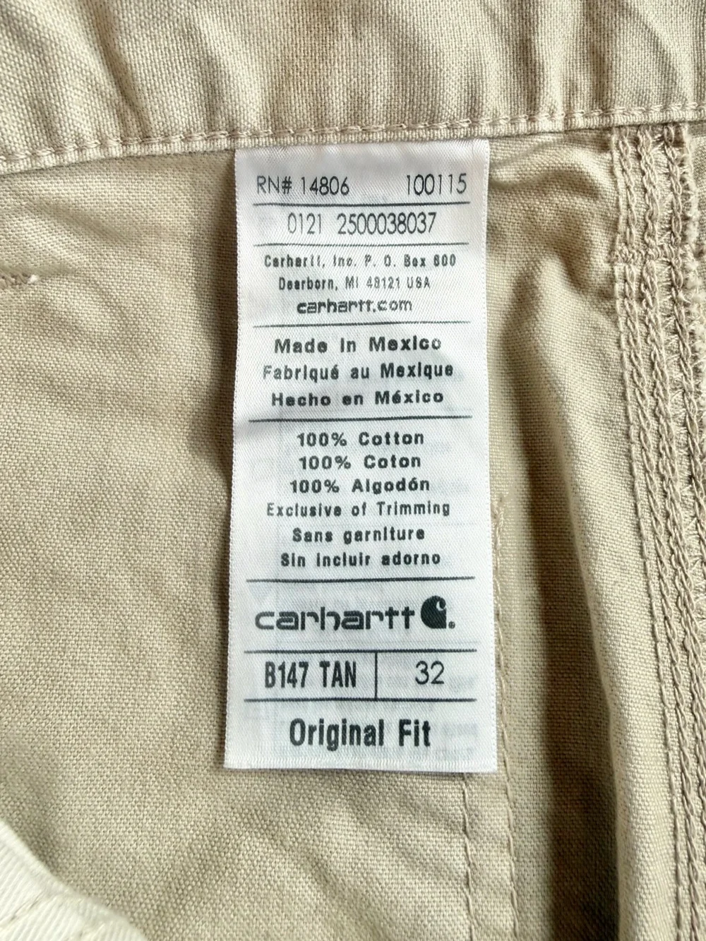 Carhartt | Men’s Canvas Utility Shorts B147 10” | Tan | 32